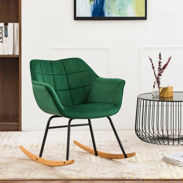 Kegley Upholstered Rocking Chair Canora Grey Colour: Green on Productcaster.