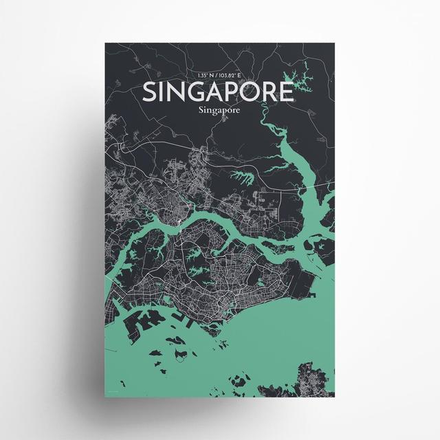 Singapore City Map in Dream - Unframed Graphic Art Borough Wharf Size: 17cm H x 11cm W x 0.05cm D on Productcaster.