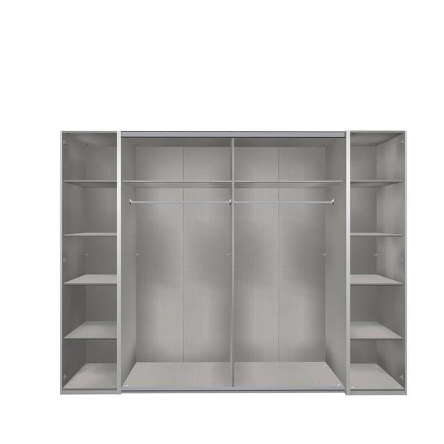 Kleiderschrank Honaz Ebern Designs Farbe (Korpus/Front): Weiß/Betongrau, Innenraum-Option: 2 Kleiderstangen und 10 Ablagen, Maße: 210 cm H x 270 cm B on Productcaster.