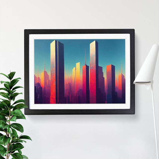 Glamorous City Skyline Architecture - Picture Frame Graphic Art 17 Stories Size: 46cm H x 64cm W x 2cm D, Frame Colour: Black on Productcaster.