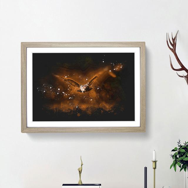 Flying Owl at Dusk - Picture Frame Graphic Art Print East Urban Home Size: 45cm H x 63cm W x 2cm D, Frame Option: Oak Framed on Productcaster.