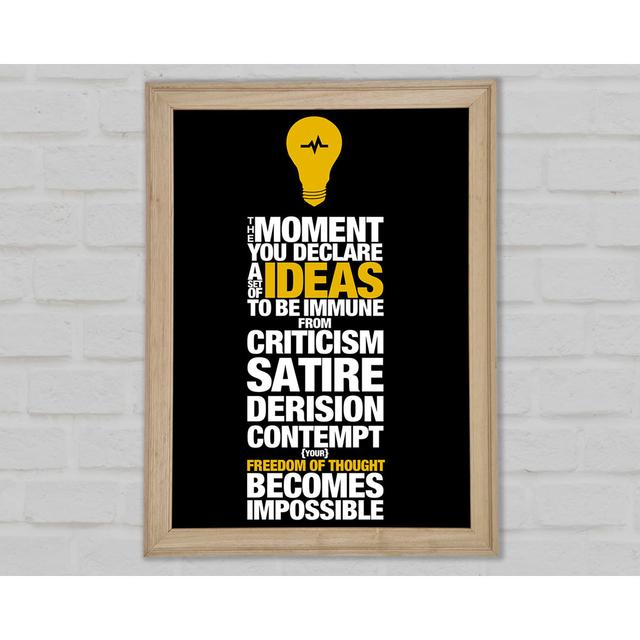 Motivational Quote Freedom Of Thought Framed Print Happy Larry Size: 118.9cm H x 84.1cm W x 1.5cm D on Productcaster.