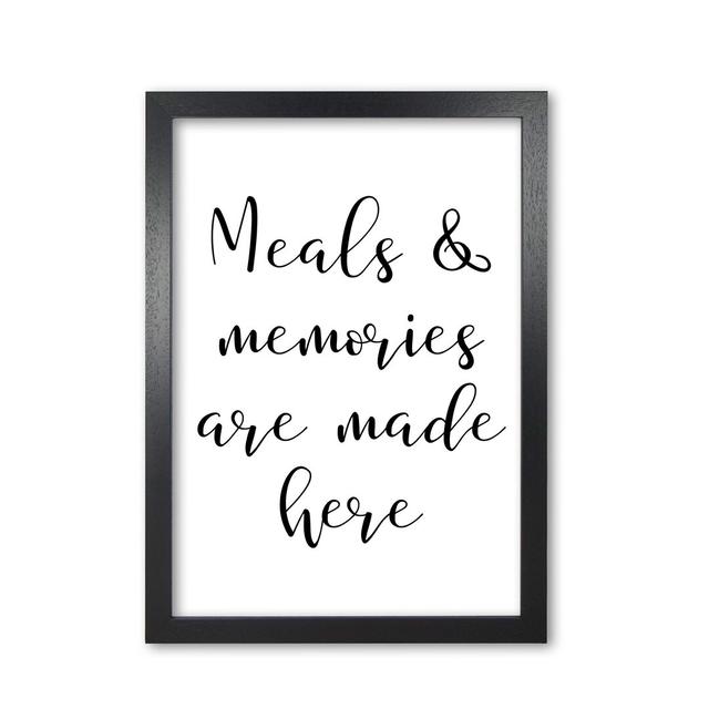 Meals and Memories - Typography Print on Paper East Urban Home Format: Black Grain Frame, Size: 30 cm H x 21 cm W x 5 cm D on Productcaster.