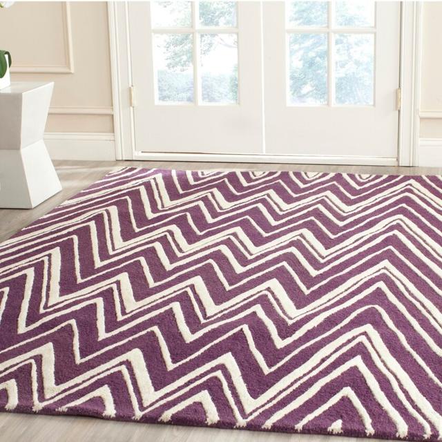 Stephen Hand Tufted Wool Ivory/Purple Rug Ebern Designs Rug Size: Rectangle 121 x 182cm on Productcaster.