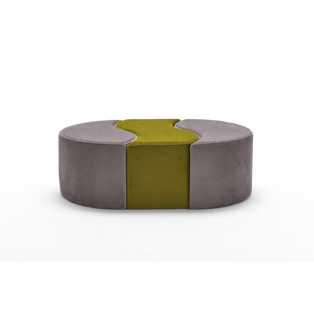 Pouffe Brayden Studio Upholstery Colour: Grey/Green on Productcaster.