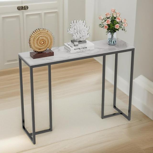 110cm Console Table Rafaelo Mobilia Colour: White/Black on Productcaster.