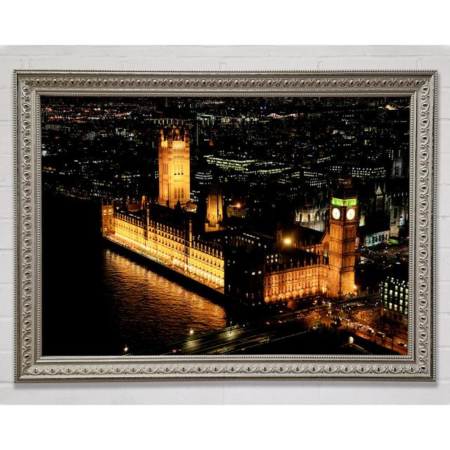 London Houses Of Parliament Ariel View Framed Print Bright Star Size: 84.1cm H x 118.9cm W x 3cm D on Productcaster.