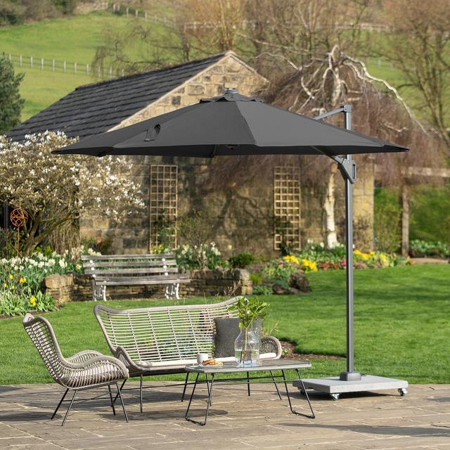 Aarne 300cm Cantilever Parasol Sol 27 Outdoor Fabric Colour: Grey on Productcaster.