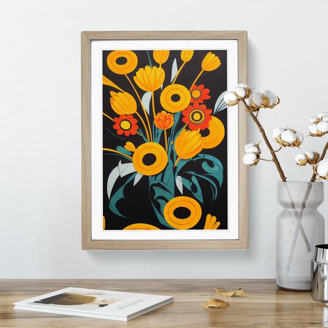 The Iconic Flowers - Picture Frame Graphic Art Marlow Home Co. Frame Colour: Oak Framed, Size: 46cm H x 34cm W x 2cm D on Productcaster.