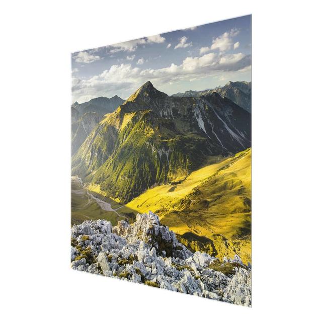 Mountains and Valley of the Lechtal Alps in Tirol - Photograph Print on Glass East Urban Home Size: 50 cm H x 50 cm W on Productcaster.