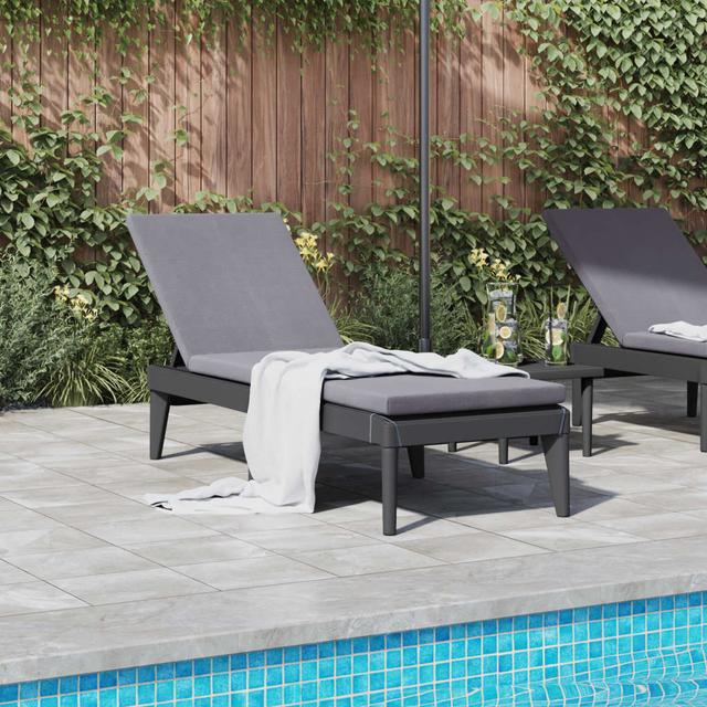 Myrtille 186cm Long Reclining Single Sun Lounger George Oliver Cushion Colour: Grey, Frame Colour: Anthracite on Productcaster.