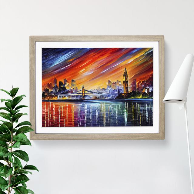 London Skyline - Picture Frame Painting Marlow Home Co. Size: 25cm H x 34cm W x 2cm D, Frame Colour: Oak on Productcaster.