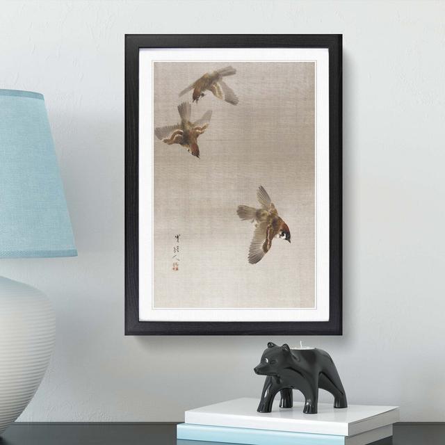 Flying Sparrows by Watanabe Seitei - Picture Frame Art Print East Urban Home Frame Option: Black, Size: 60cm H x 40cm W x 2cm D on Productcaster.