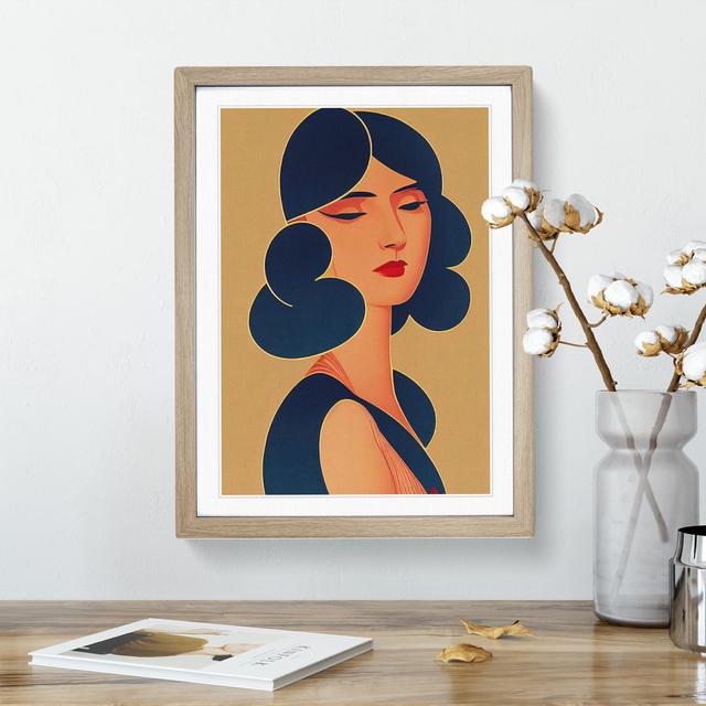 XV1022-5310X Woman In Art Deco No.4 - Single Picture Frame Print Marlow Home Co. Size: 46cm H x 34cm W x 2cm D, Frame Colour: Oak on Productcaster.