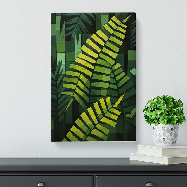 Fern Leaf Cubism - Print Brambly Cottage Size: 76cm H x 50cm W x 3cm D on Productcaster.