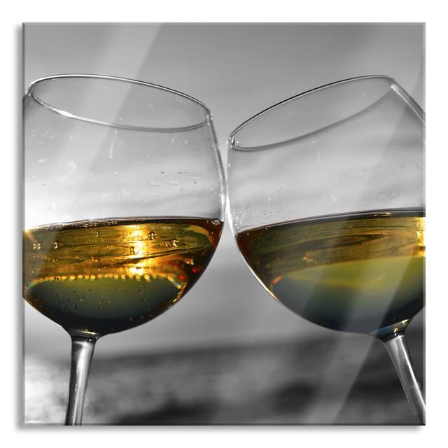 Wine in Glasses by the Sea - Unframed Photograph on Glass Brayden Studio Size: 60cm H x 60cm W x 0.4cm D on Productcaster.