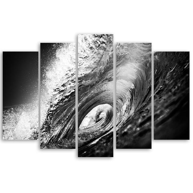 Canvas Print Waves Sea Ocean Black White Highland Dunes Size: 100cm H x 200cm W on Productcaster.