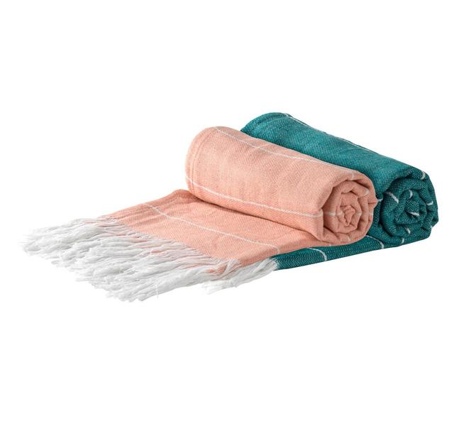 Nicola Spring - Turkish Cotton Bath Towels - 173 x 92cm (Set of 4) Nicola Spring Colour: Light Orange/Aqua on Productcaster.