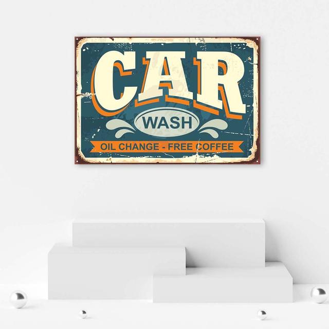 Leinwandbild Car Wash Retro Sign Maturi Größe: 70 cm H x 100 cm B x 2 cm T on Productcaster.