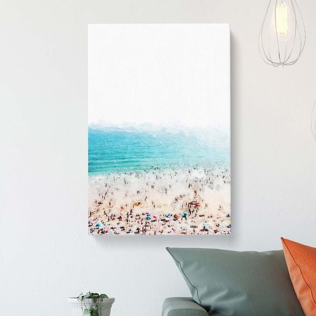 At the Beach in Biarritz France - Wrapped Canvas Painting Pint East Urban Home Size: 60cm H x 40cm W x 3cm D on Productcaster.