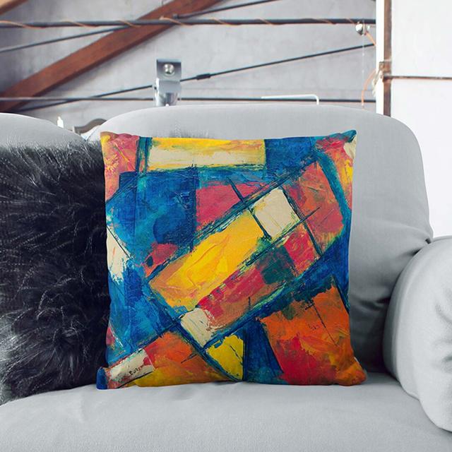 Abstract Art Painting Vol.339 by S.Johnson Cushion with Filling East Urban Home Backing Colour: Stone, Size: 40 x 40 cm on Productcaster.