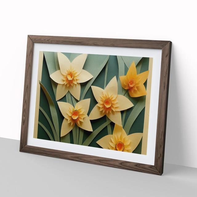 Pleasing Daffodil Flowers - Picture Frame Graphic Art Marlow Home Co. Size: 25cm H x 34cm W x 2cm D, Format: Walnut Framed on Productcaster.