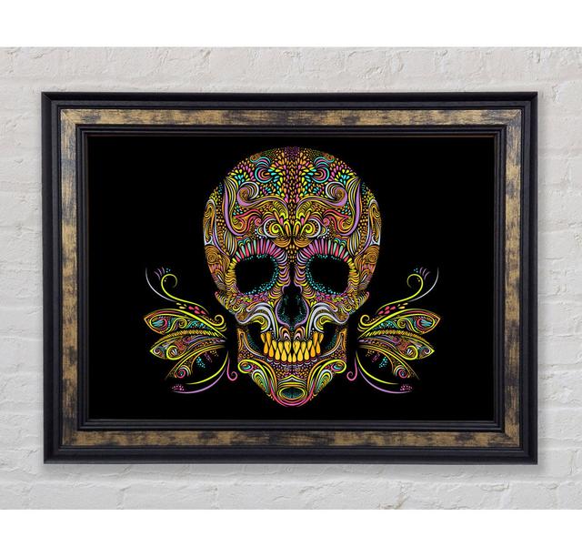 Colourful Mexican Skull Framed Print Bright Star Size: 21cm H x 42cm W on Productcaster.