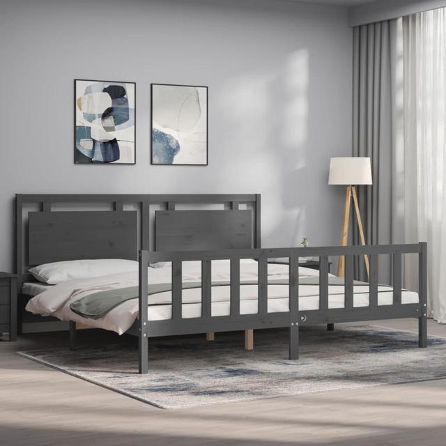 Ridlon 200 X 200cm Solid Wood Bed Latitude Run Colour: Grey on Productcaster.