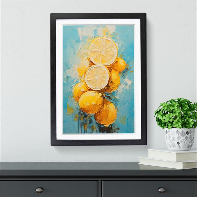 Sliced Lemon Impressionism - Single Picture Frame Print on Wood Marlow Home Co. Size: 34cm H x 25cm W, Format: Black Framed on Productcaster.