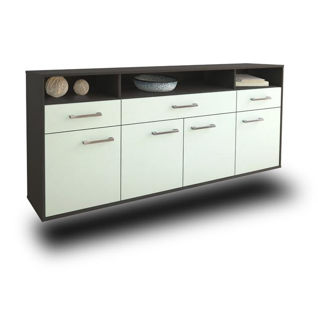 Babers sideboard, flying/metal handles, size: 180 x 79 x 35cm Brayden Studio Colour: Mint/Anthracite on Productcaster.