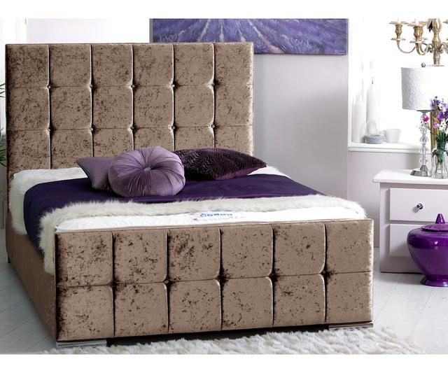 Margaux Upholstered Bed Frame Canora Grey Colour: Truffle Crush Velvet, Size: Super King (6') on Productcaster.