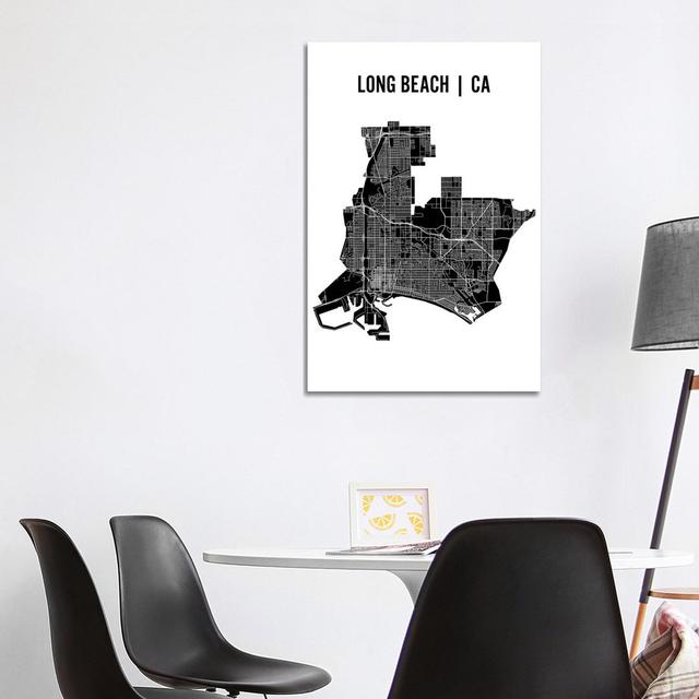 Long Beach Map by Mr. City Printing - Wrapped Canvas Print Borough Wharf Size: 45.72cm H x 30.48cm W x 1.91cm D on Productcaster.