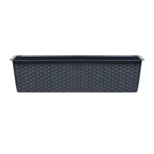 Glenford Plastic Planter Box (Set of 2) Mercury Row Size: 16cm H x 50cm W x 16cm D, Colour: Anthracite on Productcaster.