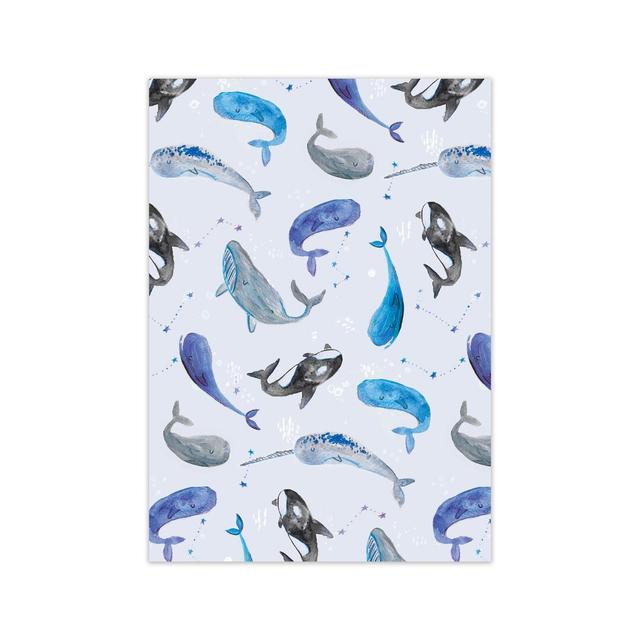 'Whales Repeat Patterm' by Laura Irwin - Graphic Art Print on Paper Isabelle & Max Frame Option: No Framed, Size: 84cm H x 59.4cm W x 3cm D on Productcaster.