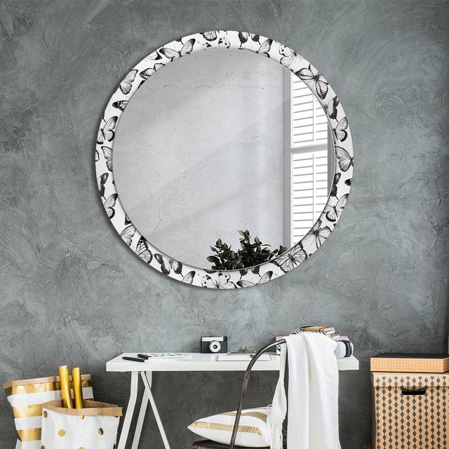 Huldar Round Glass Framed Wall Mounted Accent Mirror in White East Urban Home on Productcaster.