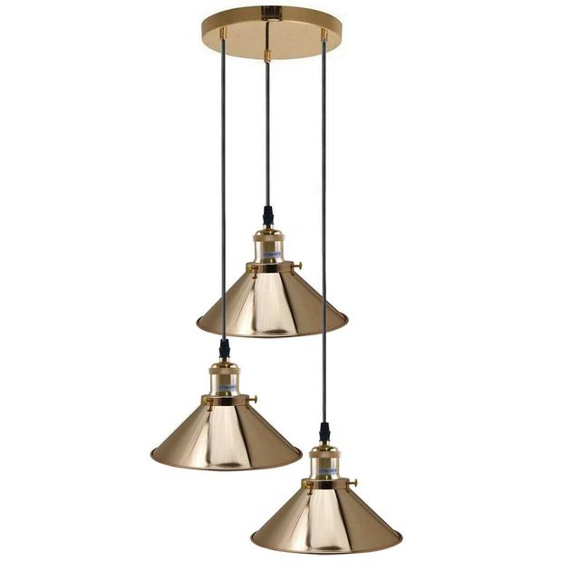 Comanche 3 - Light Cluster Cone Pendant Borough Wharf Finish: French Gold on Productcaster.