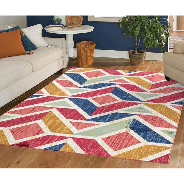 Reid Red/Blue Rug Isabelline Rug Size: Rectangle 120 x 170cm on Productcaster.