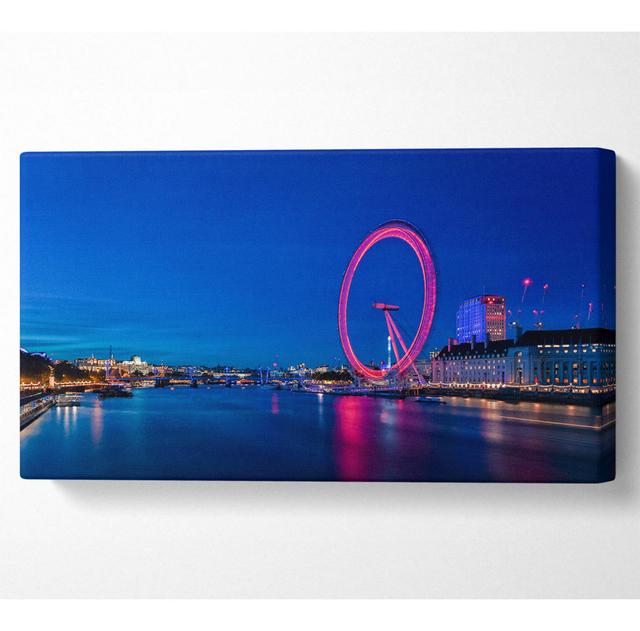 Ayzen London Eye Pink Glow - Wrapped Canvas Art Prints Brayden Studio Size: 50.8cm H x 101.6cm W x 1cm D on Productcaster.