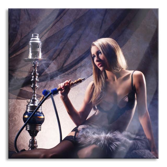 Beautiful Woman with a Shisha - Unframed Photograph on Glass Brayden Studio Size: 60cm H x 60cm W x 0.4cm D on Productcaster.