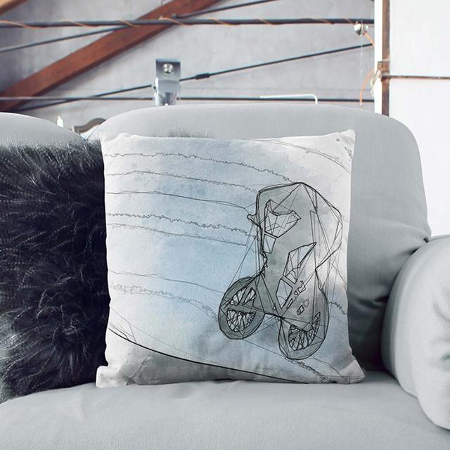 BMX Jump in Abstract Cushion with Filling East Urban Home Size: 55cm H x 55cm W x 20cm D, Backing Colour: Black on Productcaster.