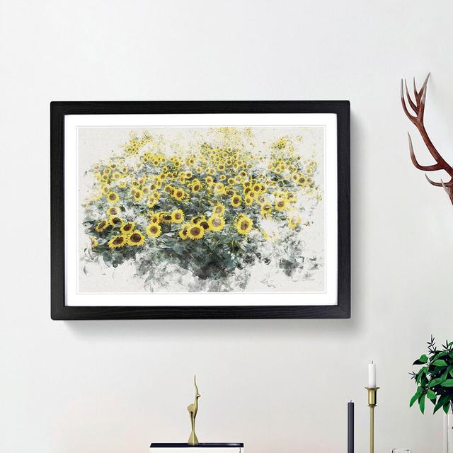 Field of Yellow Sunflowers - Picture Frame Painting Print on MDF East Urban Home Frame Option: Black Framed, Size: 36cm H x 48cm W on Productcaster.