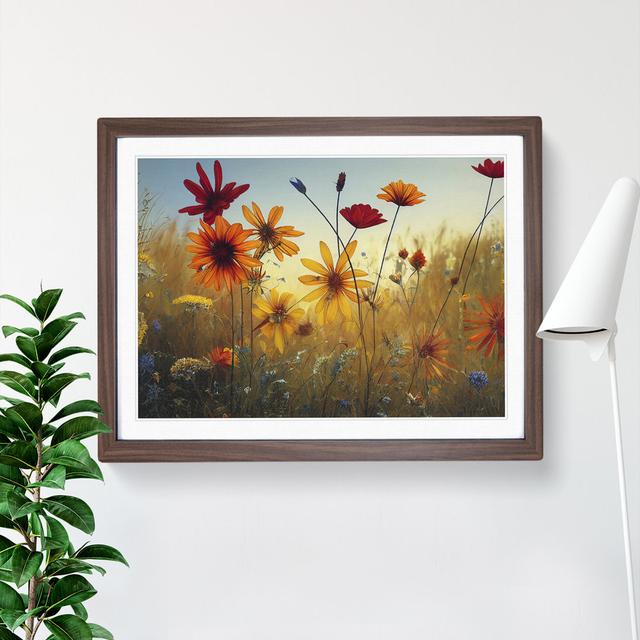 Royal Wildflowers - Picture Frame Painting Marlow Home Co. Size: 25cm H x 34cm W x 2cm D, Frame Colour: Walnut on Productcaster.