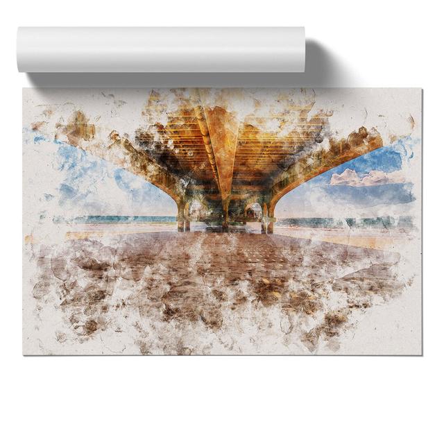 Under the Wooden Pier Watercolour - Unframed Graphic Art East Urban Home Size: 30cm H x 42cm W x 0.1cm D on Productcaster.