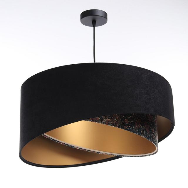 Arbas 1 - Light Single Drum Pendant Metro Lane Shade Colour: Black/Gold on Productcaster.