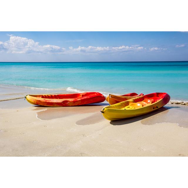 Sea Kayaking, Canoe, On A Tourist Resort In Varadero, Cuba by MichelGuenette - No Frame Print on Canvas Breakwater Bay Size: 81cm H x 122cm W on Productcaster.