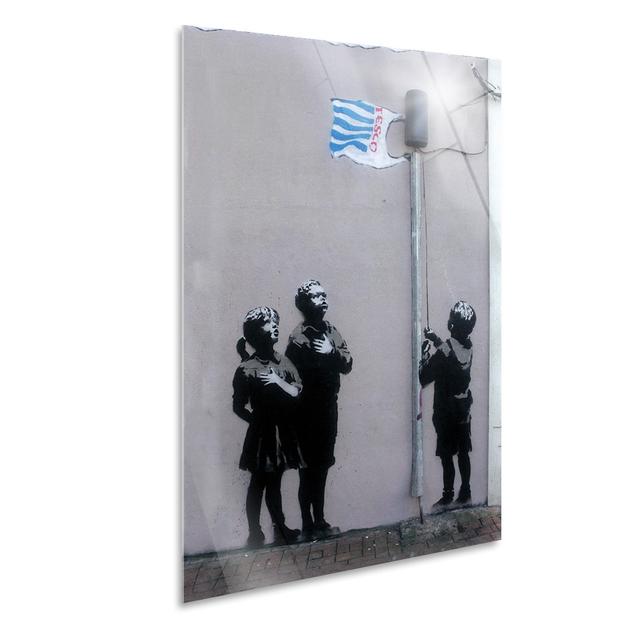 Tesco Flag by Banksy - Unframed Painting Ebern Designs Size: 95cm H x 65cm W on Productcaster.