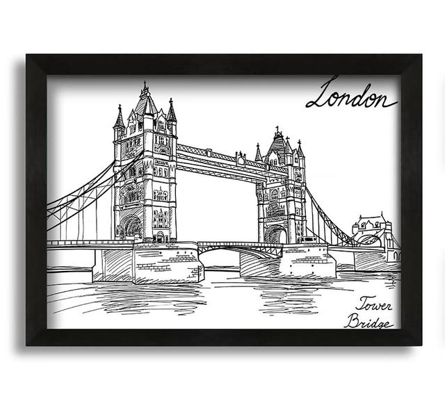 Tower Bridge Outline 7 Framed Print Rosalind Wheeler Size: 100cm H x 141.4cm W x 3.4cm D, Format: Silver Framed Paper on Productcaster.