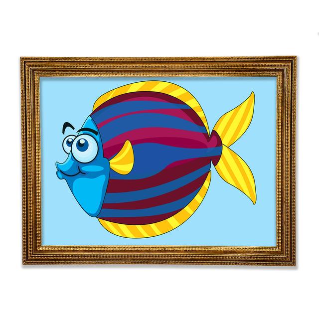 Big Happy Fish White - Single Picture Frame Art Prints Bright Star Size: 42cm H x 59.7cm W x 3cm D, Colour: Baby Blue on Productcaster.