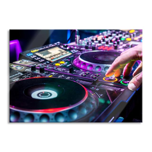 Modern Illuminated DJ Desk - Unframed Photograph on Glass Brayden Studio Size: 70cm H x 100cm W x 0.4cm D on Productcaster.