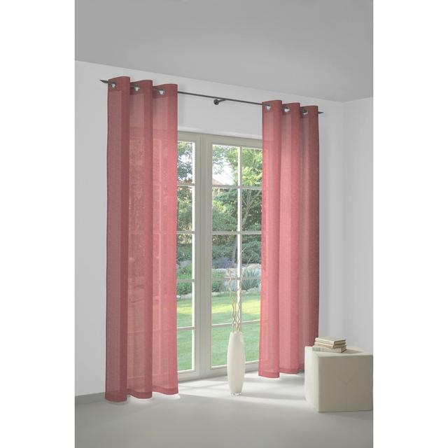 Semi Sheer Curtains (Set of 2) Marlow Home Co. Panel Size: 255 W x 145 D cm, Colour: Red on Productcaster.